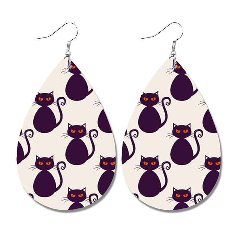 Wholesale  Halloween Bat Ghost Drop Shape Skull Leather Earrings